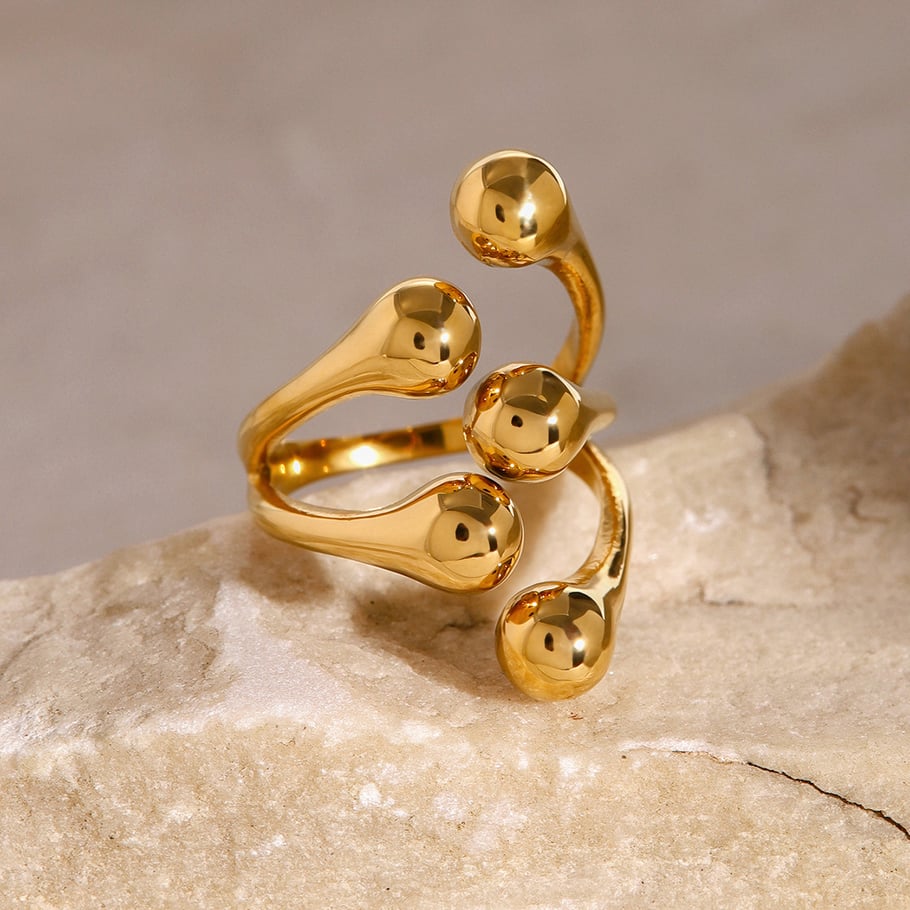 1 pair simple series style geometric stainless steel gold plated women adjustable rings